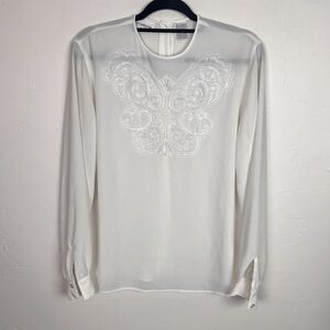 Liz Claiborne white blouse beaded and sequences size 6